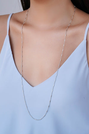 Gargantilha Longa Canutilhos 1 mm Ródio Branco - 80 cm