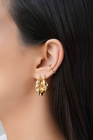 Brinco Argola Torcida Fecho Italiano 2.6 cm Banhado a Ouro 18K