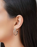 Brinco Argola Três Filetes 2.9 cm Ródio Branco