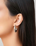 Brinco Argola ABS Orgânica Lisa 3.2 cm Ródio Branco