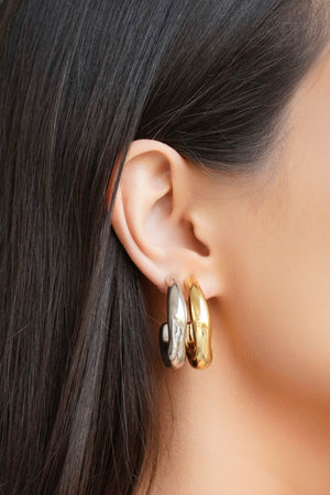 Brinco Argola ABS Orgânica Lisa 3.2 cm Ródio Branco