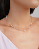 Choker Pérolas Pontos de Luz Cristal Ródio Branco