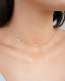 Choker Elos Gotas Cristais Banhado a Ouro 18K