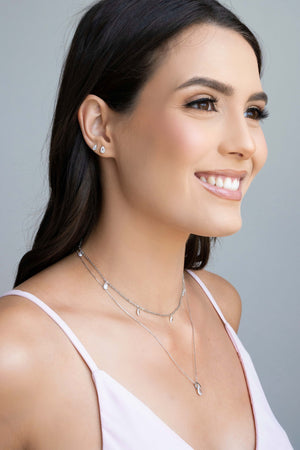 Choker Elos Gotas Cristais Ródio Branco