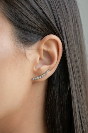 Ear Cuff Cravejado Cristal 2.4 cm Ródio Branco