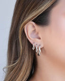 Brinco Argola Click Ondulada 1.7 cm Ródio Branco