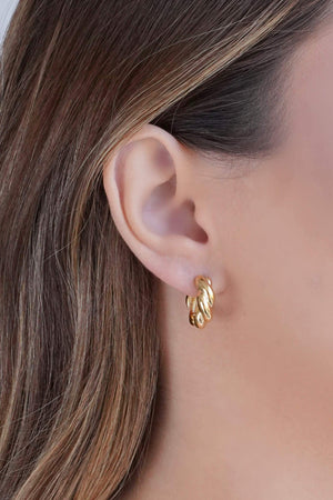 Brinco Argola Click Torcida 1.6 mm Banhado a Ouro 18K