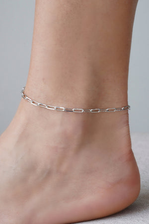 Tornozeleira Elos Ovais 3.5 mm  Ródio Branco