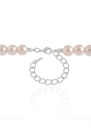 Gargantilha Orgânicos e Pérolas Ródio Branco - 40 cm