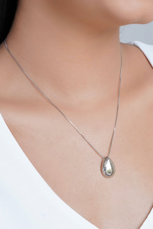 Gargantilha Veneziana Gota Lisa Ródio Branco - 45 cm