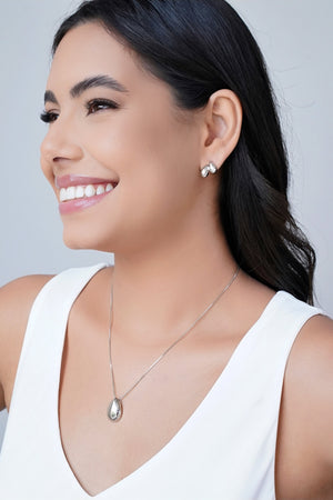 Gargantilha Veneziana Gota Lisa Ródio Branco - 45 cm