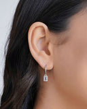 Brinco Argola Click Lisa Retângulo Cristal 2.3 cm Ródio Branco