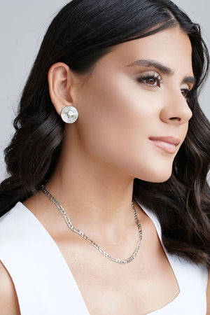 Brinco Redondo Coração Liso 1.9 cm Ródio Branco