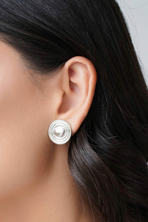 Brinco Redondo Coração Liso 1.9 cm Ródio Branco