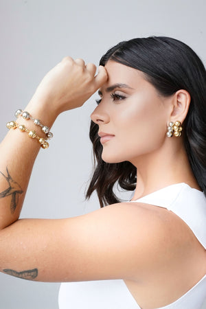 Pulseira Bolas Lisas Ródio Branco