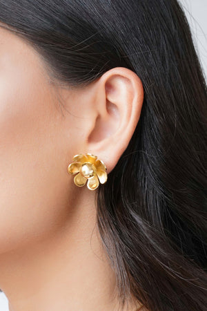 Brinco Flor Lisa 2.3 cm Banhado a Ouro 18K