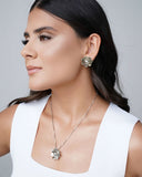 Gargantilha Veneziana Flor Lisa 2.3 cm Ródio Branco - 45 cm