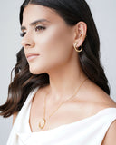 Brinco Oval Liso Vazado 2.4 cm Banhado a Ouro 18K