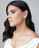 Brinco Oval Liso Vazado 2.4 cm Ródio Branco