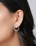 Brinco Oval Liso Vazado 2.4 cm Ródio Branco