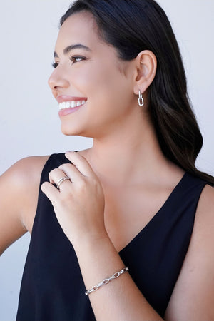 Anel Duplo Elos Tamanho 19 Ródio Branco