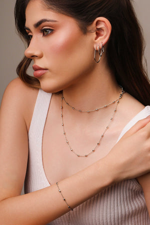 Choker Gomos 3 mm Ródio Branco