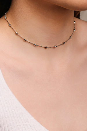 Choker Gomos 3 mm Ródio Branco