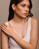 Gargantilha Longa Gomos Banhado a Ouro 18K - 70 cm