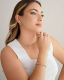 Bracelete Mola Bolas Lisas Ródio Branco