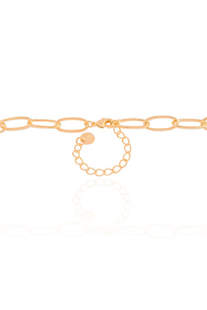 Gargantilha Elos Ovais Cristal Banhado a Ouro 18K - 45 cm