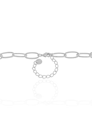 Gargantilha Elos Ovais Cristal Ródio Branco - 45 cm