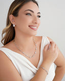 Pulseira Elos Ovais Cristal Ródio Branco