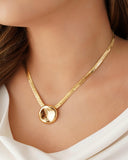 Gargantilha Malha Fita Orgânico Liso Banhado a Ouro 18K