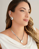 Gargantilha Malha Fita Orgânico Liso Ródio Branco