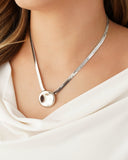 Gargantilha Malha Fita Orgânico Liso Ródio Branco