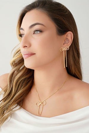 Gargantilha Veneziana Laço Cordão Baiano Banhado a Ouro 18K - 45 cm