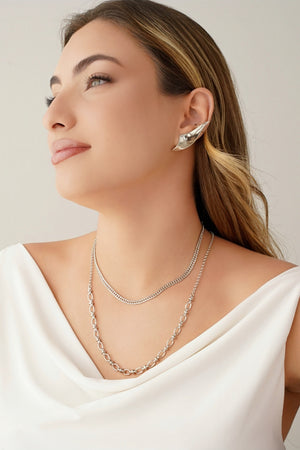 Gargantilha Elos Ovais 6 mm Ródio Branco - 55 cm