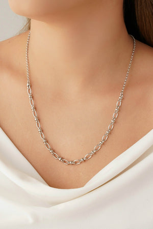 Gargantilha Elos Ovais 6 mm Ródio Branco - 55 cm