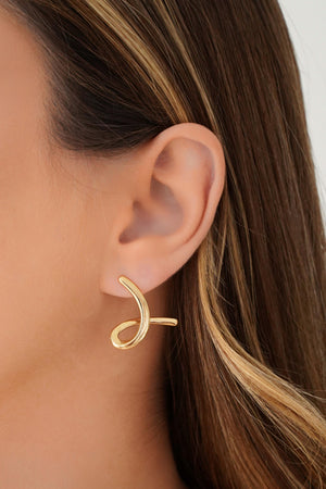 Brinco Laço Liso 2.2 cm Banhado a Ouro 18K