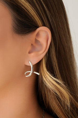 Brinco Laço Liso 2.2 cm Ródio Branco