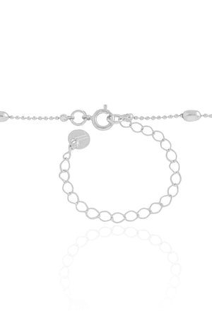 Gargantilha Longa Gomos Ovais 3 mm Ródio Branco - 70 cm