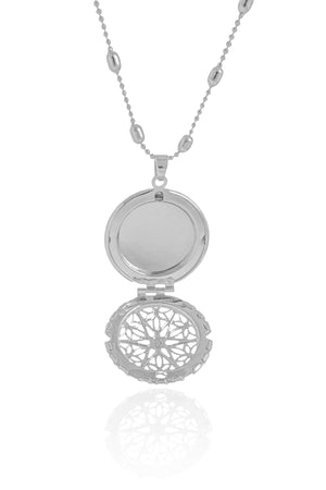 Relicário Estrela Gomos Ródio Branco - 45 cm