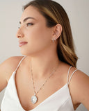 Brinco Argola Click Bolinhas 1.0 cm Ródio Branco