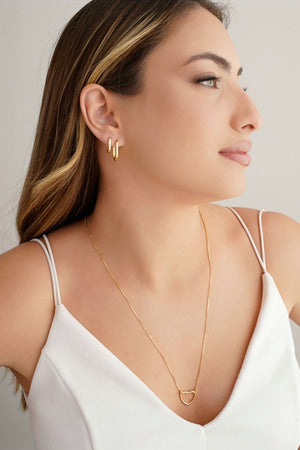 Brinco Argola Click em U Lisa 1.5 cm Banhado a Ouro 18K