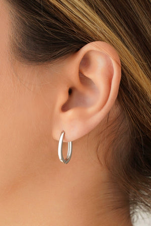 Brinco Argola Click em U Lisa 1.9 cm Ródio Branco