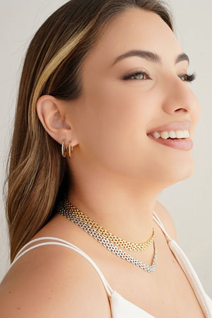 Choker Malha Relógio 8 mm Banhado a Ouro 18K