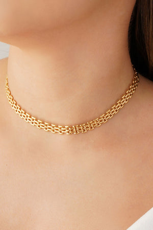 Choker Malha Relógio 8 mm Banhado a Ouro 18K