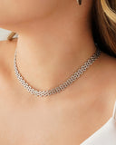 Choker Malha Relógio 8 mm Ródio Branco