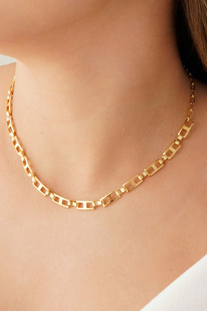 Choker Elos Retangulares 5 mm Banhado a Ouro 18K