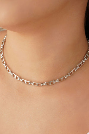 Choker Elos Retangulares 5 mm Ródio Branco